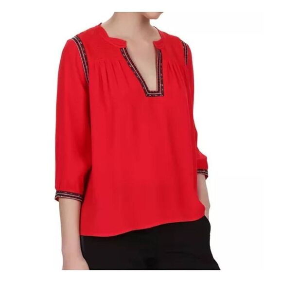 ba&sh Cime red Embroidered Top sz 0 (US XS) - Picture 1 of 5